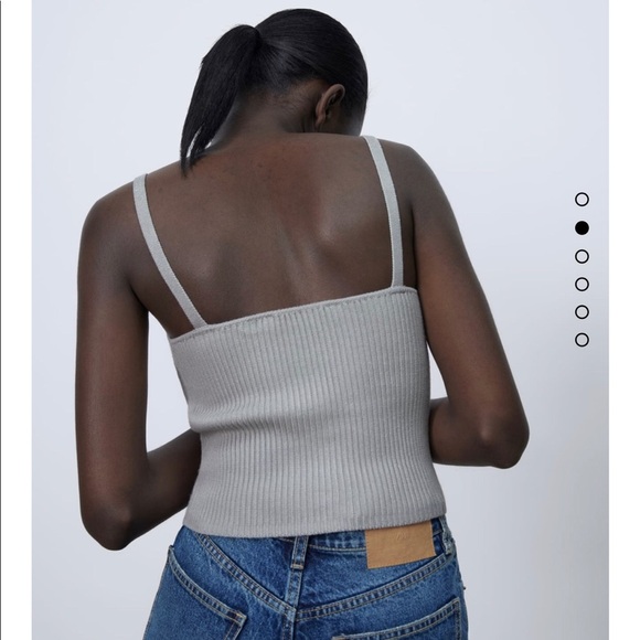 Zara Knit Corset Top Size Small - Grayish Spaghetti Strap Tank Top - Picture 2 of 8